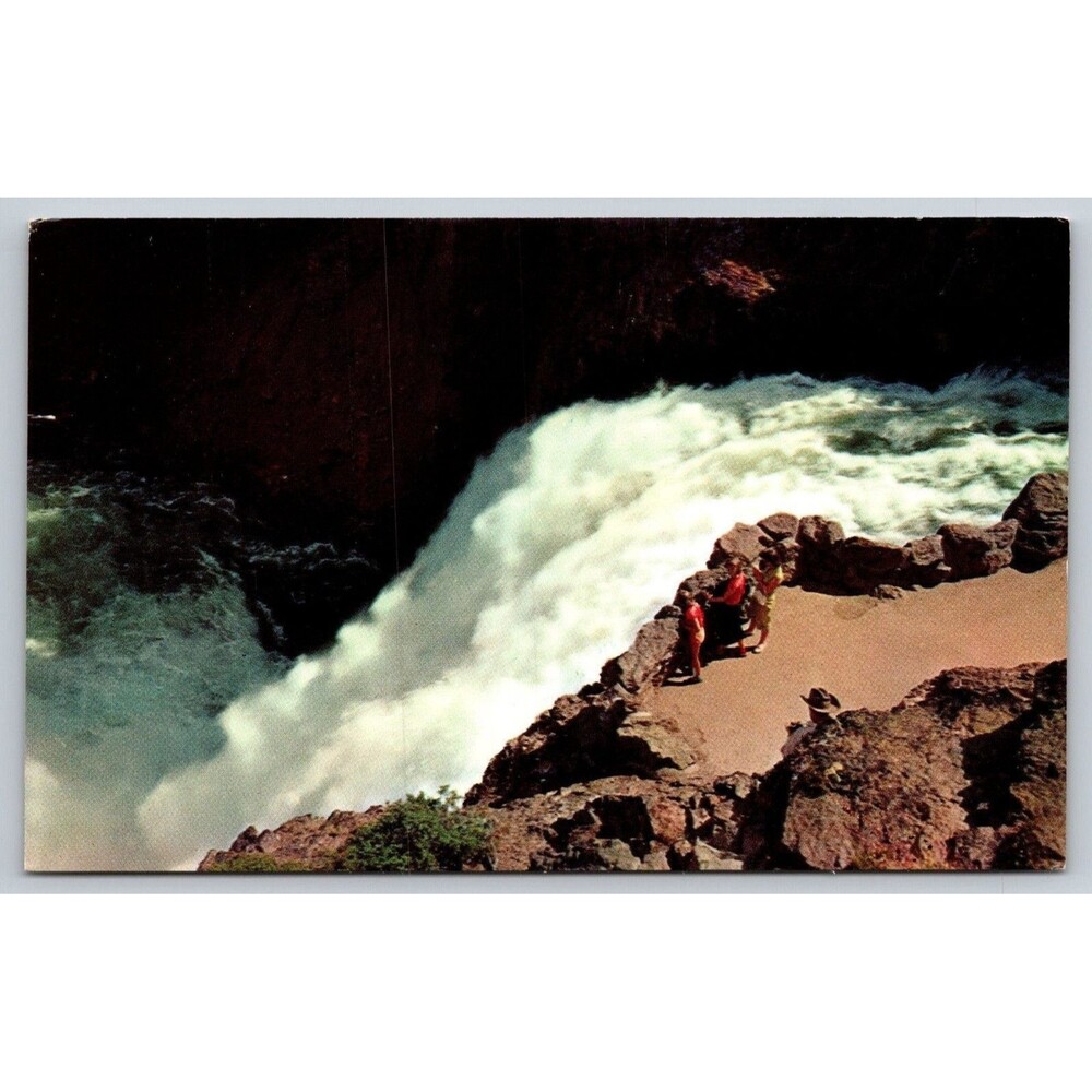 Vintage Yellowstone Postcard Upper Falls Haynes Inc Plastichrome P28541 Chrome